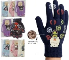 GUANTE DE INVIERNO PARA NIÑOS DE 3 a 6 AÑOS PERSONAJES X 12 UNIDADES / KMC-121