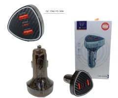 CARGADOR 12V  66W AUTO  SALIDA TIPO C Y USB - SIN CABLE USB - CAR53002 / CAR-53002