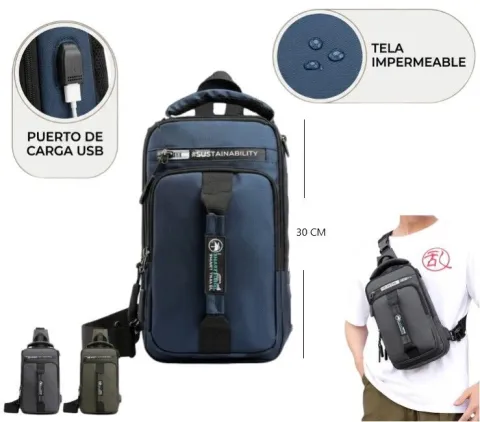 MOCHILA BOLSITO BANDOLERA IMPERMEABLE UNISEX JK-30187 / JK30187